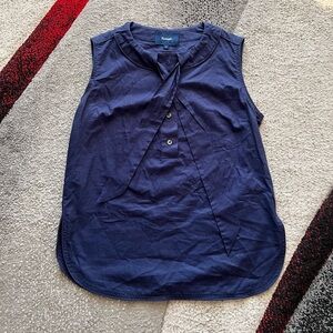 Faconnable Navy Blue Sleeveless Neck Tie Top